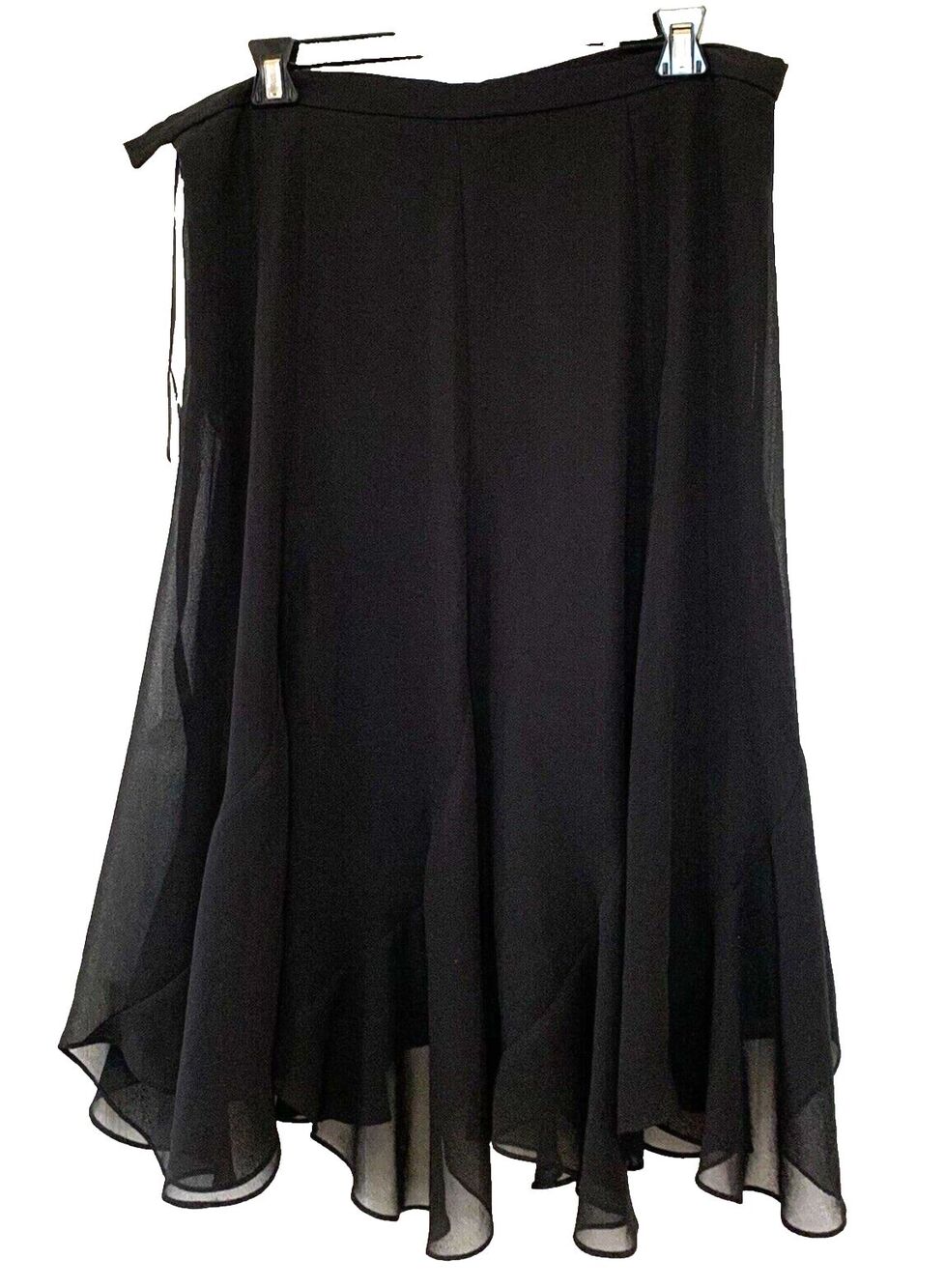 Dressbarn Collection Womens Skirt 16W Black Sheer Lined Side Zip Dance Witchy